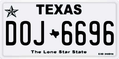 TX license plate DOJ6696