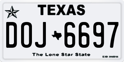 TX license plate DOJ6697