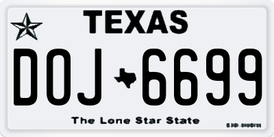 TX license plate DOJ6699