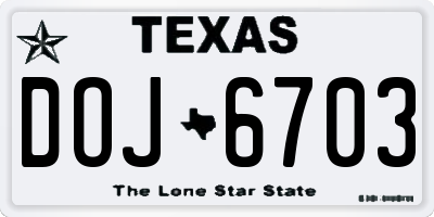 TX license plate DOJ6703