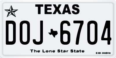 TX license plate DOJ6704