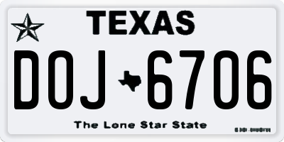 TX license plate DOJ6706