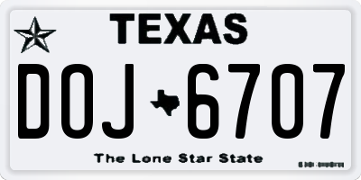 TX license plate DOJ6707