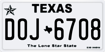 TX license plate DOJ6708
