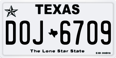 TX license plate DOJ6709