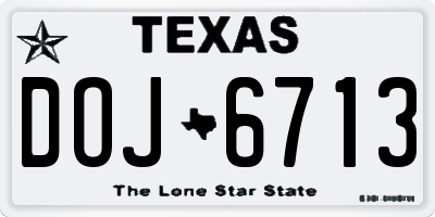 TX license plate DOJ6713
