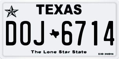 TX license plate DOJ6714