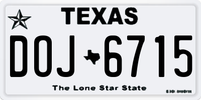 TX license plate DOJ6715