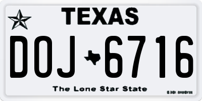 TX license plate DOJ6716