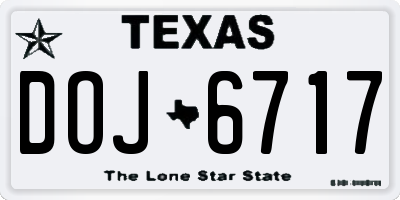 TX license plate DOJ6717