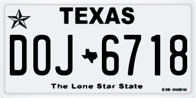 TX license plate DOJ6718