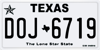 TX license plate DOJ6719