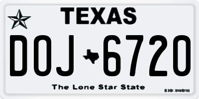 TX license plate DOJ6720