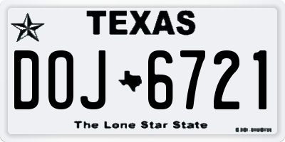 TX license plate DOJ6721