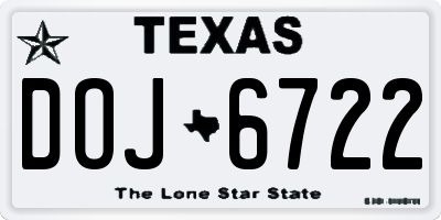 TX license plate DOJ6722