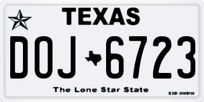 TX license plate DOJ6723
