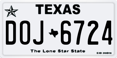TX license plate DOJ6724