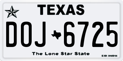 TX license plate DOJ6725