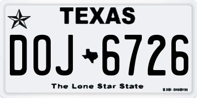 TX license plate DOJ6726