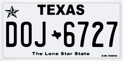 TX license plate DOJ6727