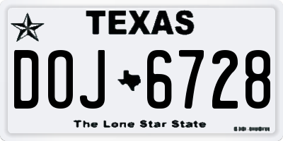 TX license plate DOJ6728