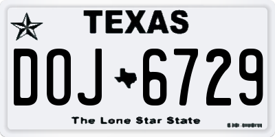 TX license plate DOJ6729