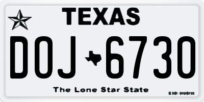 TX license plate DOJ6730