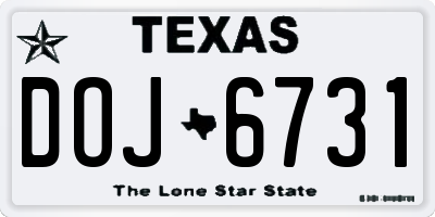 TX license plate DOJ6731