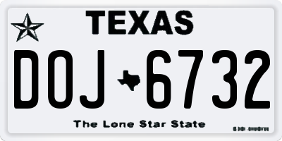 TX license plate DOJ6732