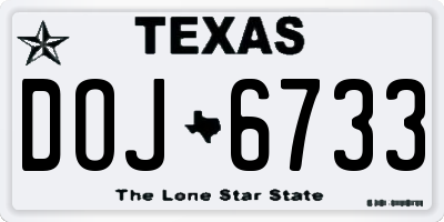 TX license plate DOJ6733