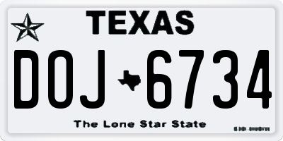 TX license plate DOJ6734
