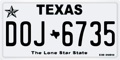 TX license plate DOJ6735