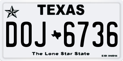 TX license plate DOJ6736