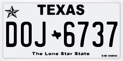 TX license plate DOJ6737