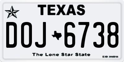TX license plate DOJ6738