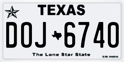 TX license plate DOJ6740