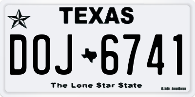 TX license plate DOJ6741
