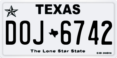 TX license plate DOJ6742