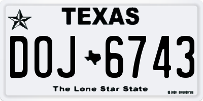 TX license plate DOJ6743