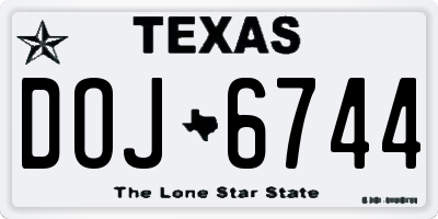 TX license plate DOJ6744