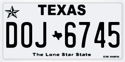 TX license plate DOJ6745