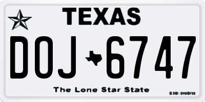 TX license plate DOJ6747