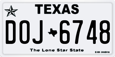 TX license plate DOJ6748