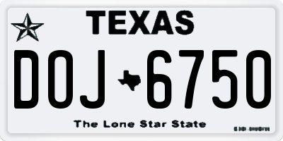 TX license plate DOJ6750