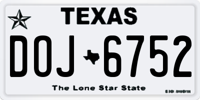 TX license plate DOJ6752
