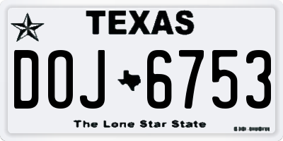 TX license plate DOJ6753