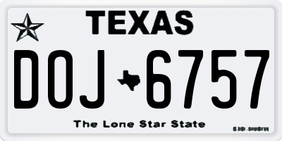 TX license plate DOJ6757