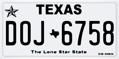 TX license plate DOJ6758