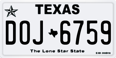 TX license plate DOJ6759