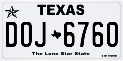 TX license plate DOJ6760
